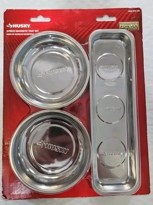 Husky 3-Piece Magnetic Stainless Steel Parts Tray Set 1000-015-376 NEW - Image 1 of 2