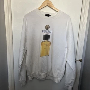 Versace Homme Profumi perfume print Medusa sweatshirt jumper Mens XL White - Picture 1 of 14