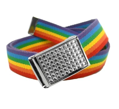 Build A Belt Adult Clear Rhinestone Flip Top 1.25" Wide Buckle with Web Belt - Image 1 of 3