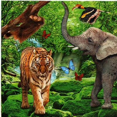 Serviettes en papier animaux d'Afrique. Paper napkins jungle animals Africa