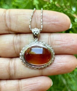 White Gold Filled Agate, Akik Fashion Pendant Locket FREE ASSORTED CHAIN #2 - Picture 1 of 6