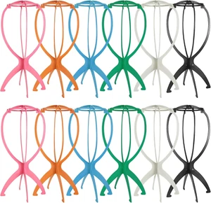 12PC Wig Stand Collapsible Wig Holder for Multiple Wigs Durable Plastic Portable - Picture 1 of 7