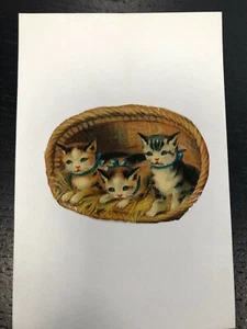 FIGURINA DA FUSTELLA PRIMI 900 CESTO CON GATTINI OTTIMA RARA - Imagen 1 de 1