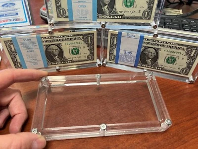 Acrylic Currency Display Case BEP 100 Pack Bank Note Dollar Frame Money Holder - Image 1 of 4