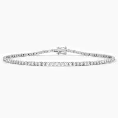 Round Cut IJ/SI Natural Diamond GIA Verified Tennis Bracelet 14Kt White Gold - Image 1 of 4