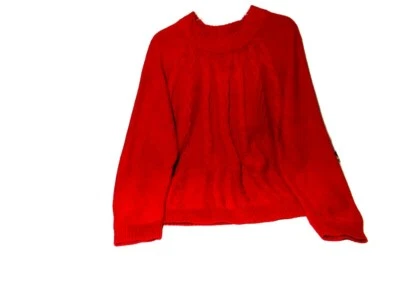 Talbots Womens Cable Knit Sweater Mock Neck XL Red Christmas Valentines - Image 1 of 4