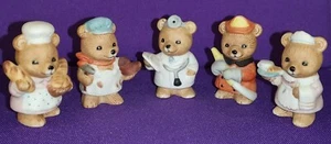 5 Miniature 2¼" Tall Bear Figurines- Baker, Fireman, Doctor, Cobbler & Waitress - Picture 1 of 8