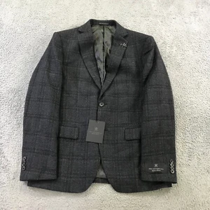 John Varvatos Jacket Mens 38 S Sport Coat Bleeker Black Plaid Blazer Skull - Picture 1 of 14