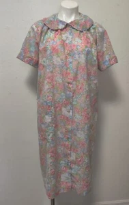 Vintage JCPenney Misses Size 18 House Coat Pocket Snap Front Floral MuMu - Picture 1 of 10