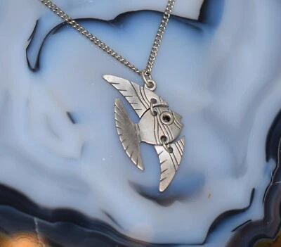 Collar de pez peltre 16" cadena broche de resorte móvil 3 piezas móviles en peces Foto 1 de 4