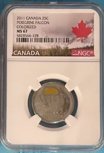 2011 CANADA 25CPEREGRINE FALCON COLORIZED MS 67 - Picture 1 of 2
