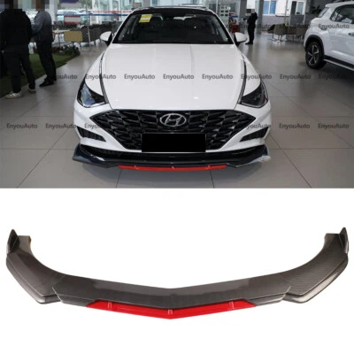 For Hyundai Elantra UNIVERSAL Front Bumper Lip Spoiler Splitter Carbon Fiber Red Foto 1 de 4