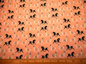 Camelot Fabric By Yard Sm Prancing Horses /w Plumes Soft Orange Premium Cotton C - Picture 1 of 2