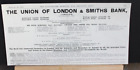 1915 Print Advert 'THE UNION OF LONDON & SMITHS BANK'  10" x 5"