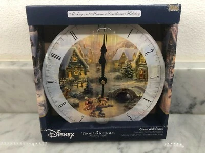 RELOJ DE PARED DISNEY MICKEY & MINNIE "Sweetheart Holiday" NAVIDAD THOMAS KINKADE  Foto 1 de 4