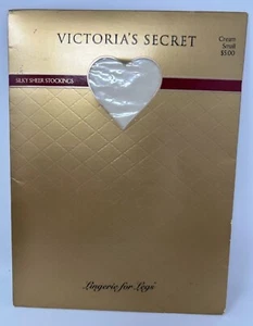Vtg Victoria's Secret Lingerie for Legs Cream Small Silky Sheer Stockings - Picture 1 of 2
