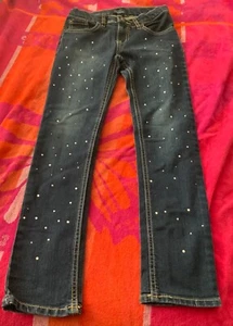 Place Girl Slim Blue JEANS Size 10 RHINESTONE Embellished 24" Waist NJ - Picture 1 of 4