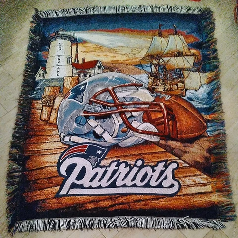 New England Patriots NFL Woven Tapestry Blanket Afghan  48" By 60"  Football Cover