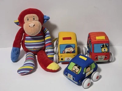 Mono rojo a rayas Baby Ganz con 3 vehículos Melissa & Doug K's para niños Foto 1 de 4