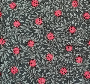 Royal Botanical Fabric M'Liss Ladybugs And Foliage Red And Green Cotton 4 Yards - Picture 1 of 5