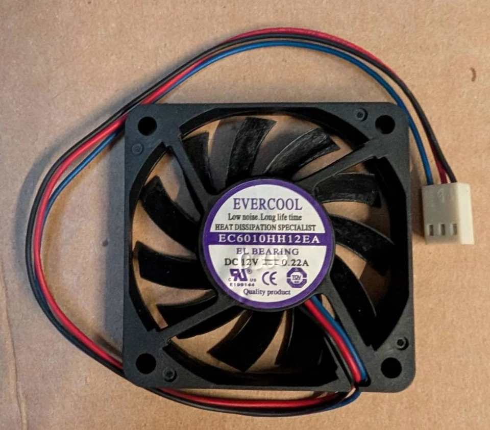Evercool 60mm x 10mm 12V EC6010HH12EA Computer Case EL Bearing Fan 3-Pin - Image 1 of 1