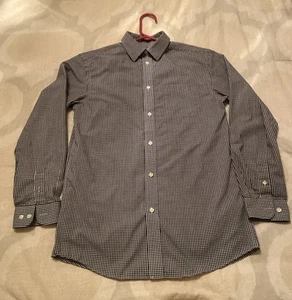 Cat & Jack Dark Black Check Dress Shirt Boys Size XL 16 - Picture 1 of 7