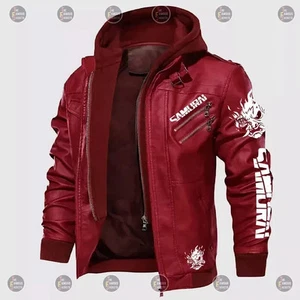 Custom Tailored CyberPunk 2077 Inspired Red Samurai Biker Genuine Leather Jacket - Picture 1 of 4