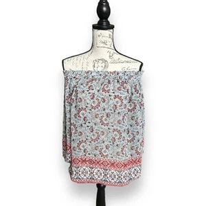 Blusa Top Knox Rosa Azul Multi Floral Boho Hombro Descubierto Talla Pequeña - Imagen 1 de 8