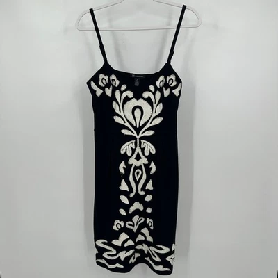 Womens Boho Embroidered Midi Dress Size M Black White Festival Artisan Beaded - Image 1 of 4