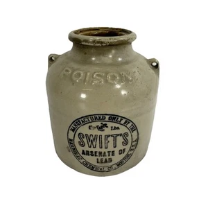 Antigua jarra de barro venenoso de plomo Swift's Merrimac Chemical Boston - Imagen 1 de 9