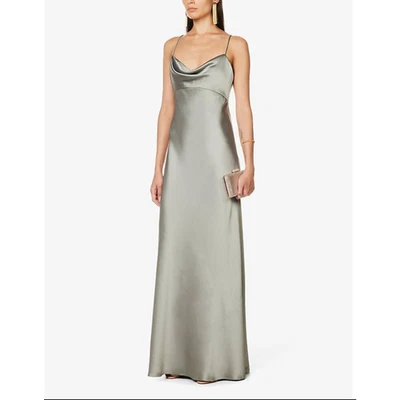 Maxi Vestido Jenny Yoo Collection Addison Cuello Capucha Satinado 18 Taupe Foto 1 de 4