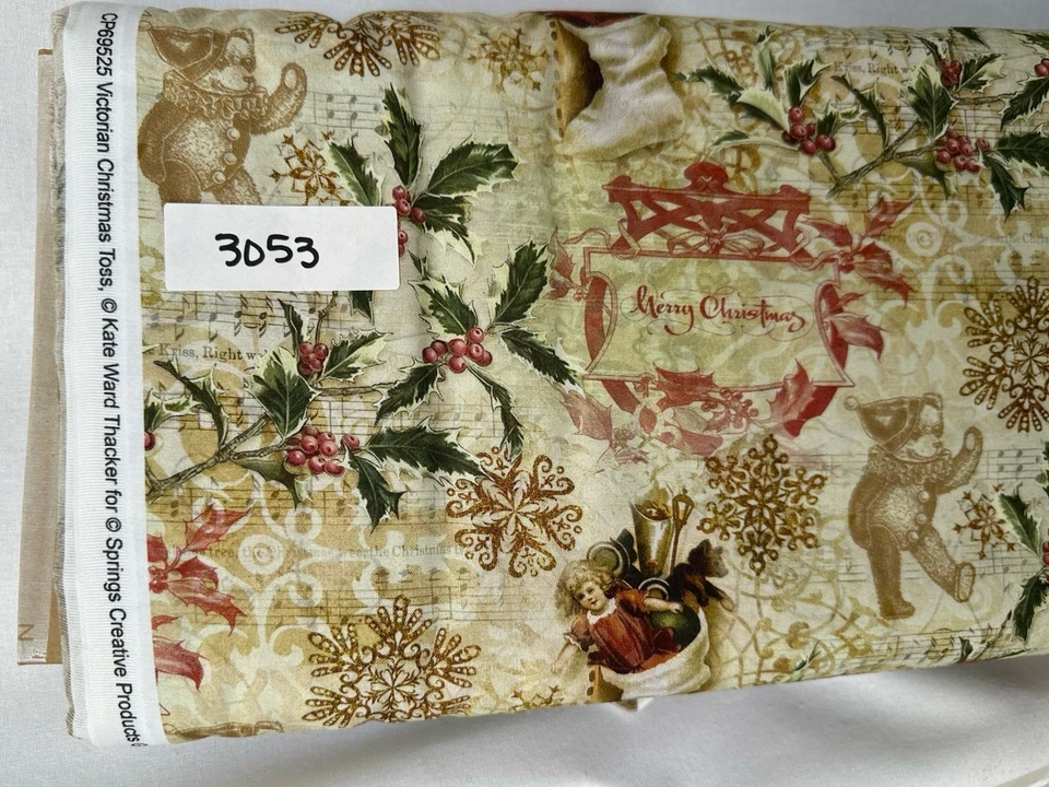 Tela artesanal de algodón con estampado navideño victoriano por yarda Foto 1 de 1