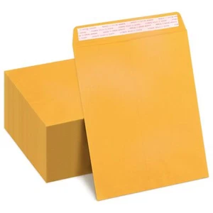 9x12 Manila Envelopes Self Seal 100 Pack Yellow Brown Large Catalog Envelopes... - Picture 1 of 7