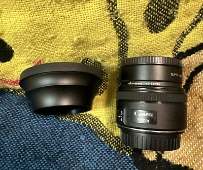 Canon EF 50mm f/1.8 STM Prime Lens W/Altura 58MM 0.43x HD Wide Angel Lens - Image 1 of 4