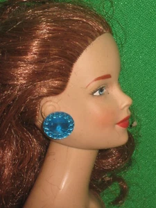 TURQUOISE EARRINGS FOR FASHION DOLL- BARBIE-BRENDA STARR-TYLER-GENE - Picture 1 of 3