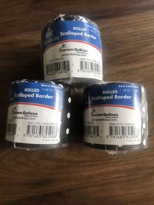 3套Carson Dellosa黑白圆点卷扇形边框文件2x36 — 第 1/4 张图片