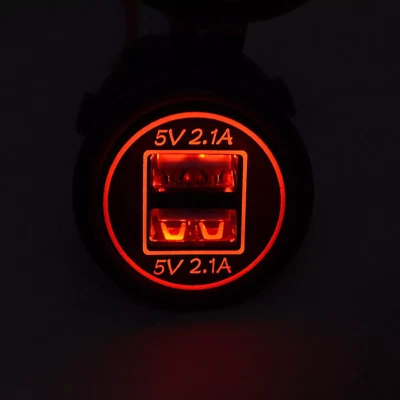 Enchufe de encendedor de cigarrillos de coche de 12 V doble puerto USB 2,1 A cargador toma de corriente LED iluminado Foto 1 de 4