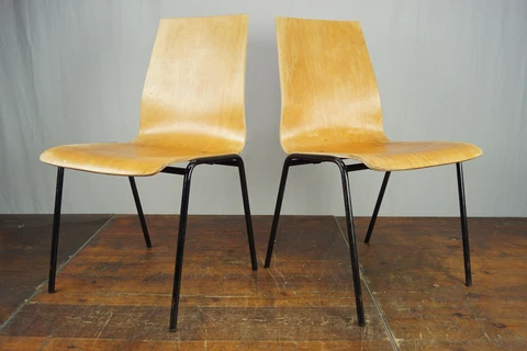 Stacking Chair Dining Room Vintage Industrial Design 60er Plywood Loft 1/12 Cover