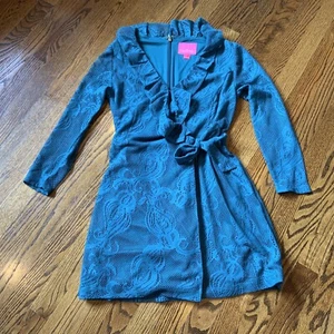 Lilly Pulitzer Tiki Lace Wrap Romper Crochet Sheer Lined Beach Boho Nautical S - Picture 1 of 12