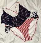 Xhilaration Swim Suit Bikini Womens Bottoms XL Top Large Red White Blue America