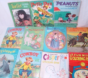 11 Vintage Coloring Books Walt Disney Snow White Aristocats Flipper Peanuts - Bild 1 von 8