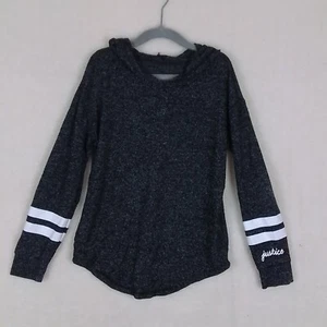 Justice Girls Lightweight Knit Hoodie Size 7 in Black White - Picture 1 of 9