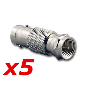 5 Pack - BNC Female Jack to F-Type Male Plug Coax Adapter Radio Connector RG59/6 - Picture 1 of 1