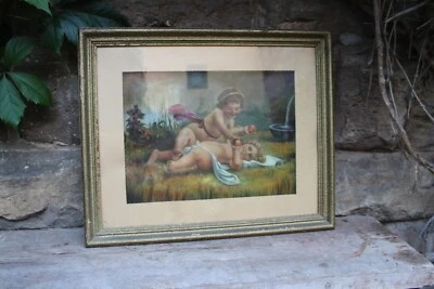 romantischer Kunstdruck / Kinder in der Natur / 55,5 x 45,5 cm/ Schlafzimmerbild - Bild 1 von 4