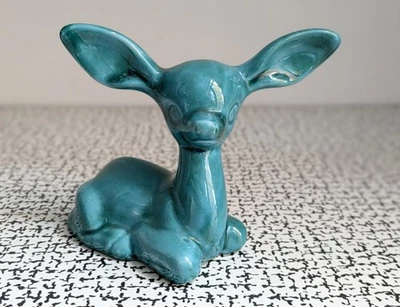 60s 70s Vintage Retro Kitsch Turquoise Anglia Pottery Fawn Deer Mid Century MCM - Image 1 of 4