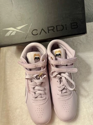 Size 8.5 Reebok x Cardi B Women's Freestyle Hi Sneakers  Lilac Fog(Lavender) NEW - Image 1 of 4