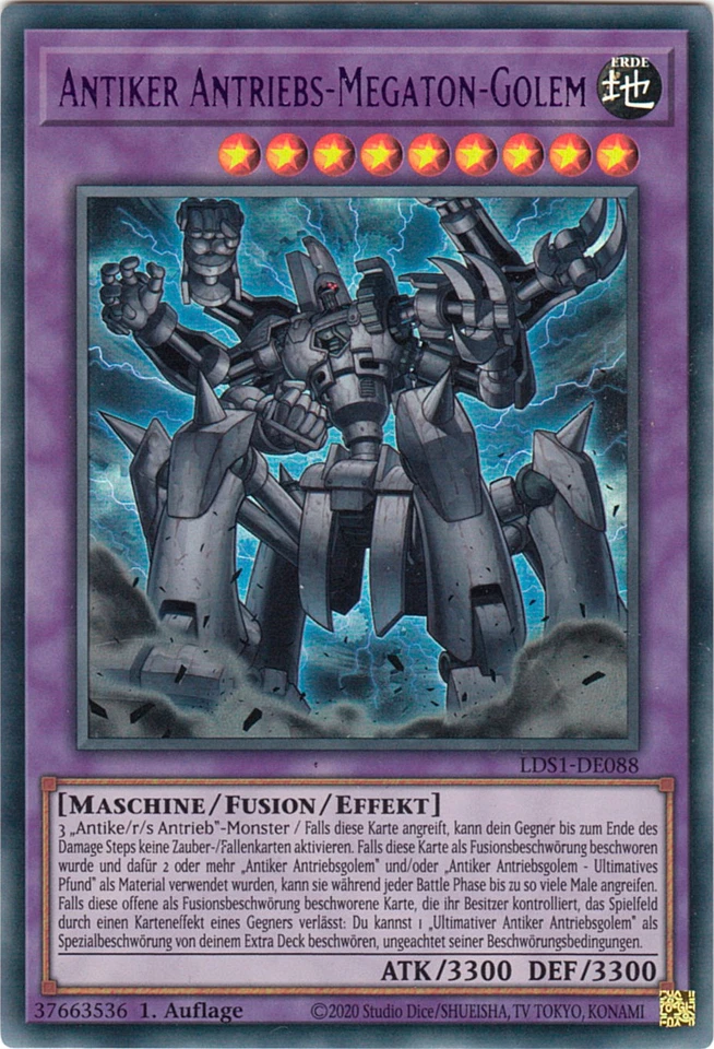 YU-GI-OH, ANTIKER ANTRIEBS-MEGATON-GOLEM, UR, lila, LDS1-DE088, 1. Auflage, TOP - Bild 1 von 1