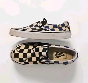 Vans Women Checkerboard Slip On Shoes BLACK BLUE WHITE VN0A4U38WRT Sz 7.5 Mens 6 - Picture 1 of 12