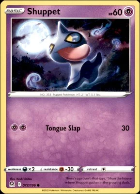 Pokemon - 2X Shuppet #072/196 - SWSH11: Lost Origin Common - Image 1 of 2