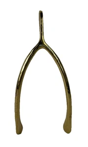 Large 10" Gold Tone Metal Wishbone Sculpture Tall Modern Thanksgiving Decor - Imagen 1 de 4